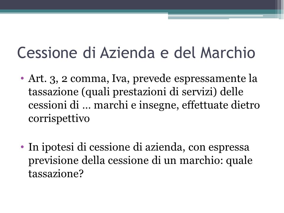 La Circolazione Onerosa Dellazienda Ppt Scaricare